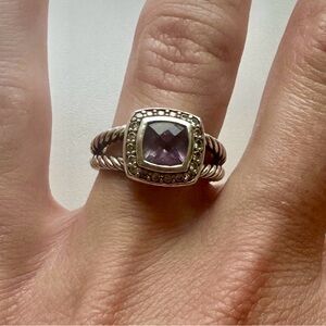Size 6 David Yurman PETITE ALBION® RING  Elegant Silver and Purple Gemstone Ring